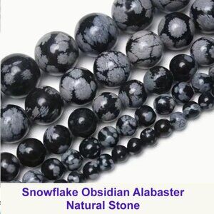 Snowflake Obsidian Alabaster Beads Gemstone Beads. 6mm  15" strand